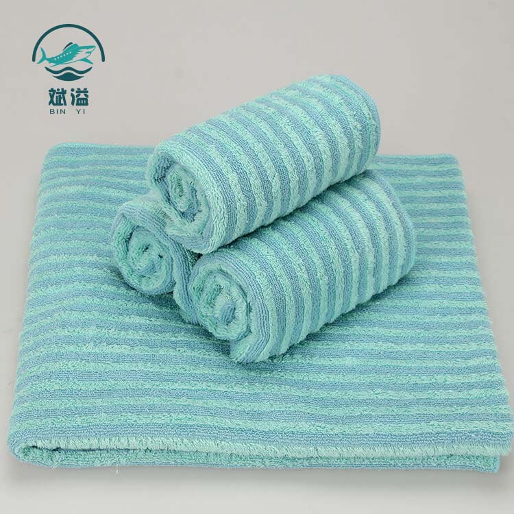 Cotton microfiber striped bath towel